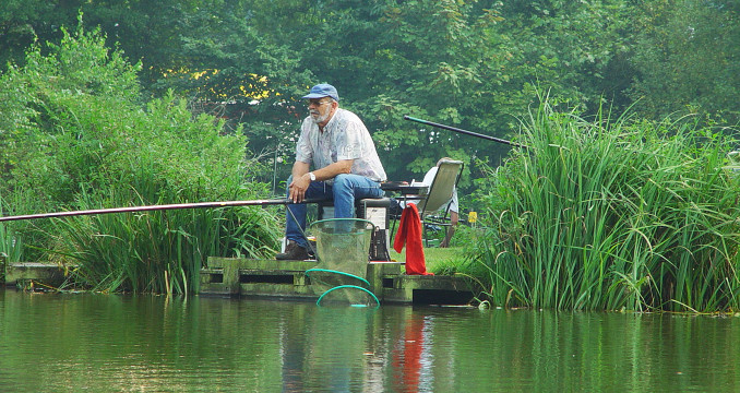 Vissen in de Maas in de zomer